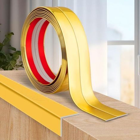 [JAMAIS UTILISÉ] Protection d'angle dorée, 4 cm x 1 m, 1 rouleau, protection d'angle intérieure et extérieure auto-adhésive et flexible. (1/4)