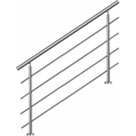 Main courante d'escalier 120 cm AHM1204 en inox 304SS – Garde-corps avec 4 barres transversales – Installation à plat ou inclinée (1/5)