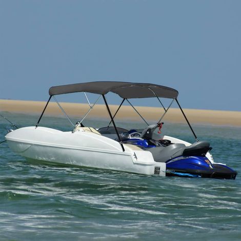 Auvent bimini, Bâche pour Bateau, Couverture de Bateauà 3 arceaux Anthracite 183x196x137 cm LKOWF47788 (1/5)