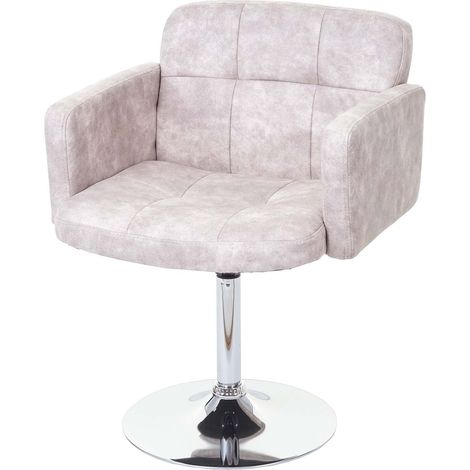 [NUNCA USADO] Silla de comedor Orlando, silla giratoria, imitación de ante cromado con certificado MVG, vintage gris claro