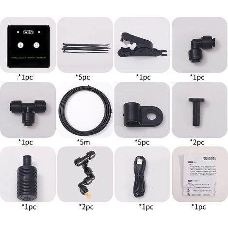 Kit de pulvérisateur Rainforest (tuyau d'arrosage de 5 mètres, 2 buses) avec contrôle Wi-Fi et système de pulvérisation programmée. (1/5)