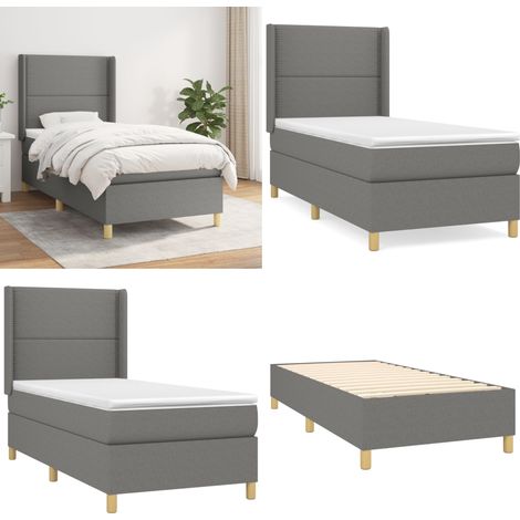 Boxspringbett mit Matratze Dunkelgrau 90x200 cm Stoff - Boxspringbett - Doppelbett - Bettenrahmen - Lattenrost - Matratze - Home & Living (1/5)