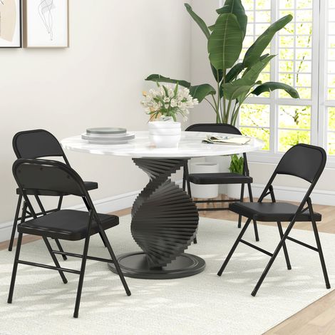Ensemble de 4 chaises pliantes. Chaises de bureau portables. Pieds en métal. Chaise pliante pour bureau, réception, salle d'attente. Simili cuir. Noir. (1/5)
