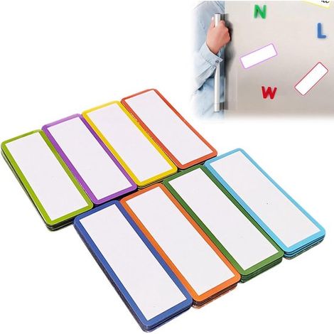 Strisce magnetiche scrivibili, etichette magnetiche, lavagne magnetiche colorate, 50 pezzi, magneti per lavagna bianca in 8 colori per lavagne bianche, frigoriferi, scuole (1/5)