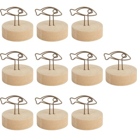 Set mit 10 fischförmigen Tischkarten, vertikales Design, schlicht und niedlich, mit einem stammförmigen Sockel für das Büro