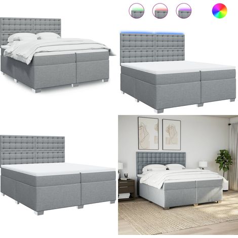 Boxspringbett mit Matratze Hellgrau 200x200 cm Stoff - Boxspringbett - Doppelbett - Bettenrahmen - Liegefläche 200x200cm - Massivholzböden - Home & Living (1/5)