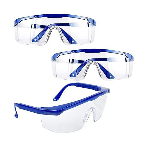 Lunettes de Sécurité,3 PCS Lunettes de Protection Anti-buée Cadres Bleus Lunettes UV Protection pour Enfants Adultes avec Lentilles PC et Plus Epaisses pour Activités de Plein Air (1/4)
