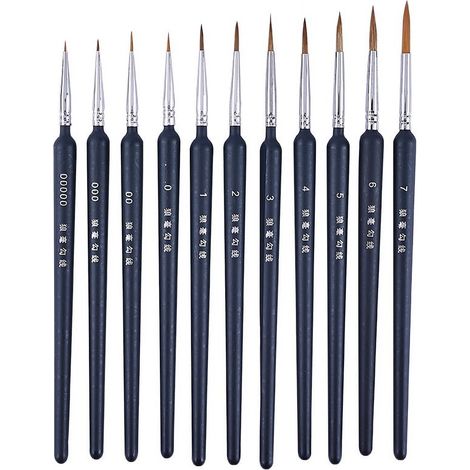 Pinceau Peinture - Ensemble De 5 Pinceaux À Détail Fin Pour Aquarelle Huile Acrylique Gouache - Manche En Bois - Pointes Variées (1/5)