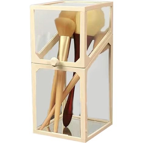Étui de rangement pour pinceaux de maquillage blanc quadrilatère, boîte de transport imperméable et anti-poussière, organisateur de pinceaux cosmétiques pour femmes (1/5)