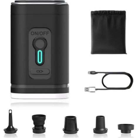 Pompe à air électrique portable – Ultra-compacte et puissante – Batterie rechargeable 2400 mAh – 5 embouts – Gonflage et dégonflage rapides – Idéale pour les piscines, les matelas pneumatiques et les (1/5)