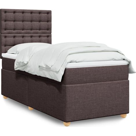 Boxspringbett mit Matratze Dunkelbraun 90x190 cm Stoff (1/5)