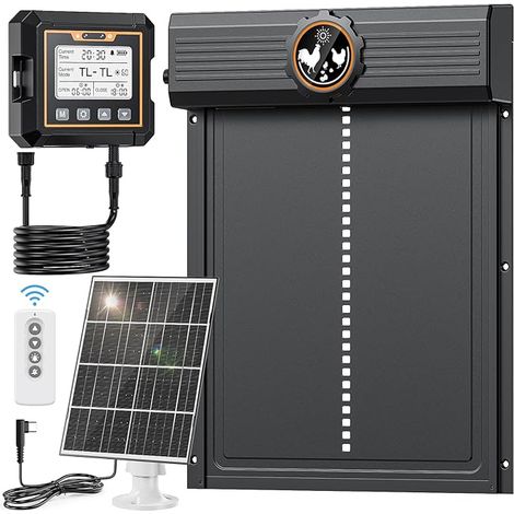 Automatic Solar Chicken Coop Door Waterproof Controller Automatic Aluminium Solar Chicken Coop Door Light Sensor Timer Anti-Pinch Function 24 x 27.5 cm (1/5)