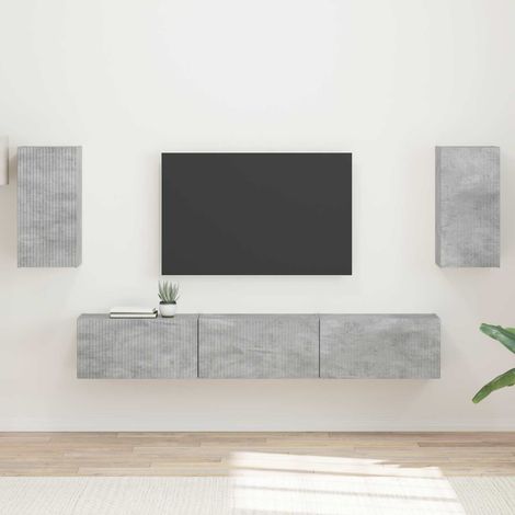 TV-Schrankset Wandmontiert 5 pcs Beton Grau Holzwerkstoff