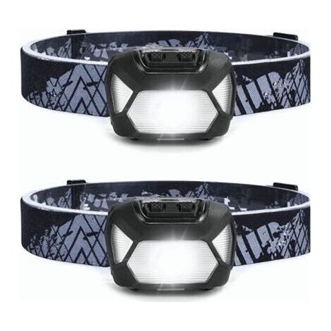 Hochleistungsfähige, wiederaufladbare LED-Stirnlampe, D5000, ultrahelle LED-Stirnlampe, 2000 Lux, weißes und rotes Licht, 6 Beleuchtungsmodi, IPX4, zum Laufen, Angeln, Radfahren usw. (1/4)