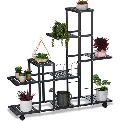 Schwarzer blumenstander mit rollen 883