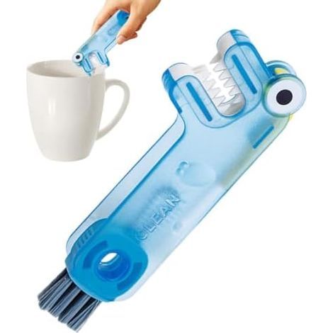 Spazzola per bottiglie d'acqua, strumento di pulizia multifunzionale e portatile. Pulisce i tappi delle bottiglie d'acqua, i bicchieri da vino, i thermos, i frullatori, gli utensili da cucina e le pen (1/5)