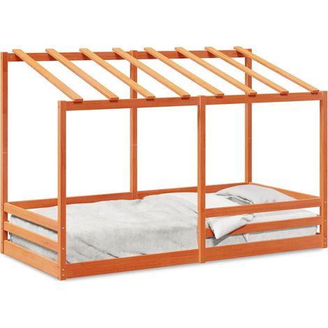 Maison Exclusive - Kinderbett mit Dach Wachsbraun 90x200 cm Massi