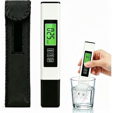 Testeur Eau Potable Numérique TDS Meter, 3 en 1 EC TDS Température avec Ecran LCD Test Dureté, Electronique 0-999ppm Moniteur de Qualité d'eau pour Aquarium Piscine Hydroponie, Blanc (1/5)