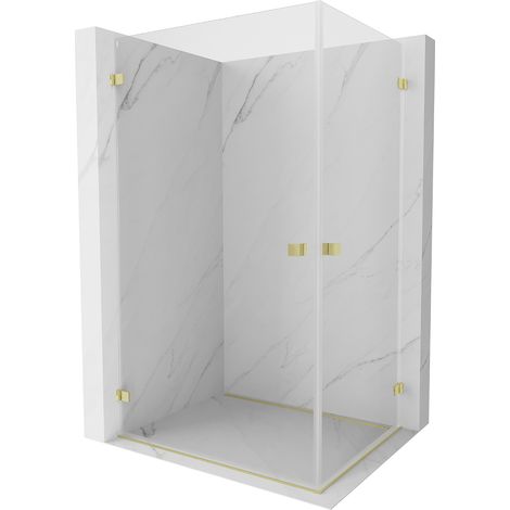 Mexen Lunar-B Duo Duschkabine, schwenkbar, 100 x 80 cm, transparent, gebürstetes Gold - 832-100L-080P-55-00 (1/5)