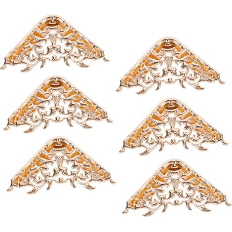 Protections d'angle Métalliques Creuses pour Paquet à Main 6 Pièces Finition Dorée Claire, Protection Solide Et Décorative pour Coins De Bagages, Matériel pour Accessoires à Main (1/5)
