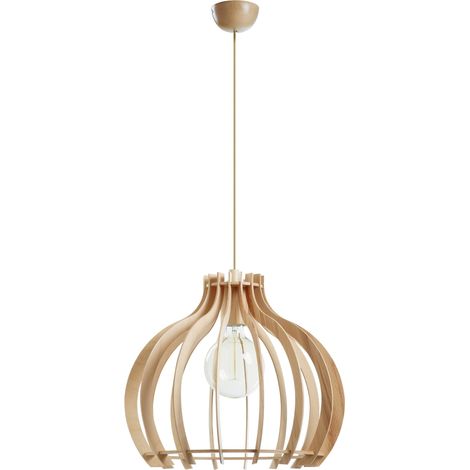 Suspension CUSKA Large E27 60W Bois de hêtre (1/5)