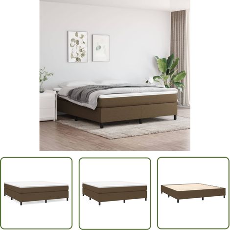 The Living Store Cadre de lit sans matelas marron foncé 180x200 cm tissu - Cadre De Lit - Lit Double - Lit En Tissu - Lit Marron - Meuble Chambre (1/5)
