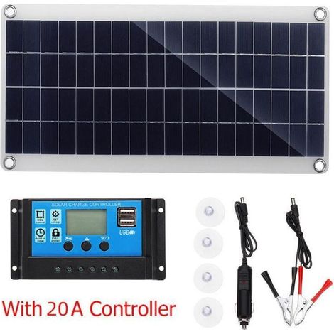 Panneau Solaire 300W 12V, Kit de Panneau Solaire, Chargeur de Batterie Kit avec régulateur de Charge Solaire 20A pour Camping-Car, Yacht, extérieur