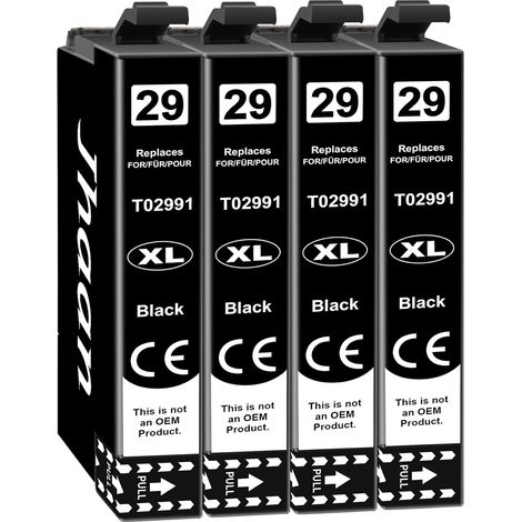 29XL Cartouches d'encre Compatibles pour Epson 29 XL 29XL, 4 Noir (1/5)