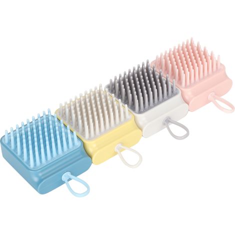 Brosse de bain universelle et pratique pour chats et chiens, disponible en 4 couleurs (blanc, rose, bleu, jaune). (1/5)