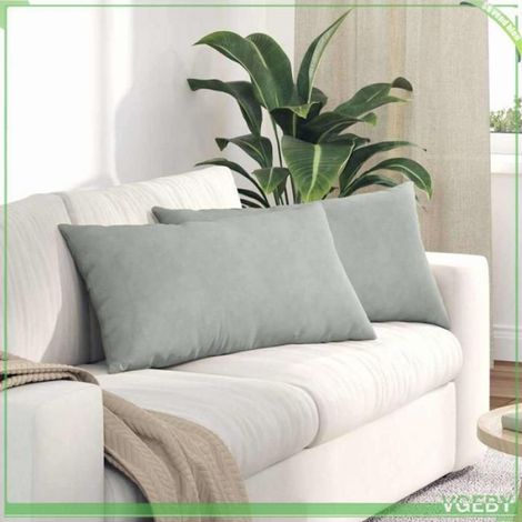 Coussins de canapé - ABI - 2 pcs - Velours côtelé - Gris clair - 80 x 40 cm (1/5)