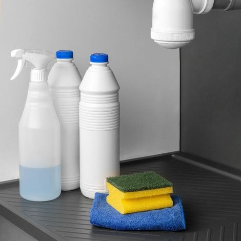 Emuca Protector fondo fregadero Sink para mueble de cocina, M90, 867x580mm, espesor de tablero 16mm, cortable, Plástico, Gris antracita -