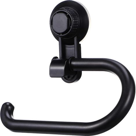 Porte-papier toilette avec étagère, en acier inoxydable noir antirouille, fixation murale ou adhésive, rangement supplémentaire (1/5)