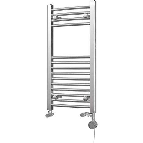 Zennor - Chrome Dual Fuel Towel Rail H800mm x W400mm Thermostatic - Curved (1/3)