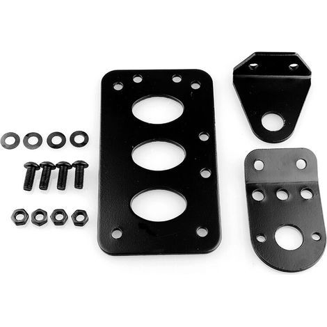 Support en métal de montage latéral de plaque d'immatriculation de feu arrière de frein de moto noir (1/5)
