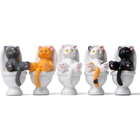 Katzenfiguren – Set mit 5 Stück – PVC – Schreibtischdekoration – Innenbereich
