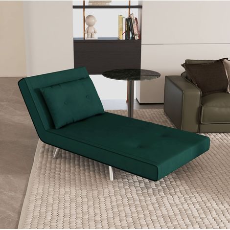 MEUBLIV Sillón convertible 3 en 1 verde oscuro – respaldo ajustable, cama auxiliar (1/5)