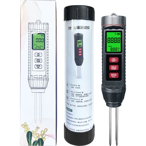 Conductimètre EC et Thermomètre de Sol Numérique pour Serres, Fleurs, Plantes, Agriculture et Vergers - Détection de l'Humidité et Contrôle de la Fertilité du Sol