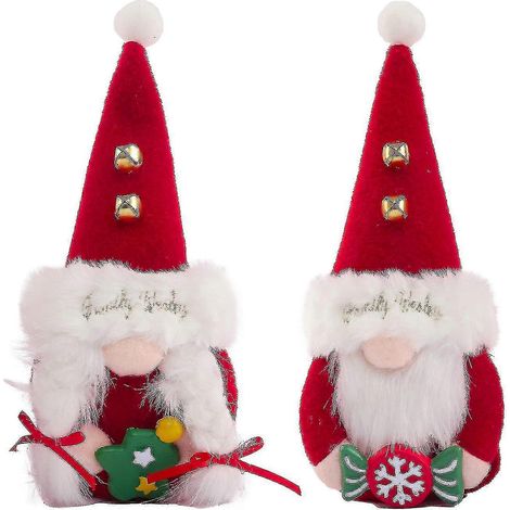 Gnomes de Noël en peluche tricotée de 22 cm, figurines de gnomes nains et lutins faites à la main pour la décoration de table, poupées sans visage pour la maison, cadeaux et ornements. (1/5)