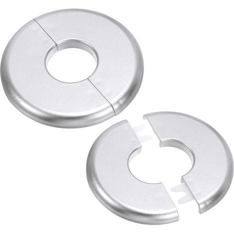 1.1"/28mm Round Self Adhesive ABS Patch Plate 2pcs Wall Cover for Water Pipe, Shower Mixer Cover Buckles Rosette Tap Heating Plumbing Wall Mounted Silver (1/5)