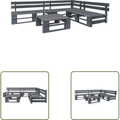 The Living Store 4-tlg. Garten-Sofagarnitur aus Paletten Holz Grau - Gartensorgsofa - Outdoor Sofa - Palettenmöbel - Gartenlounge - Sitzgruppe (1/3)