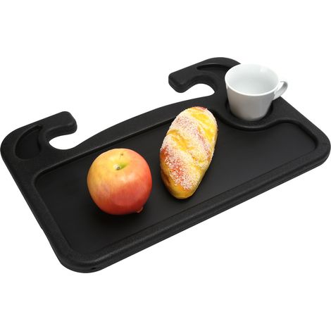 Plateau multifonction pour voiture, tableau de bord, plateau de repas avec porte-gobelet et tablette pour écriture ou laptop - ABS durable, 42x28cm, noir (1/5)