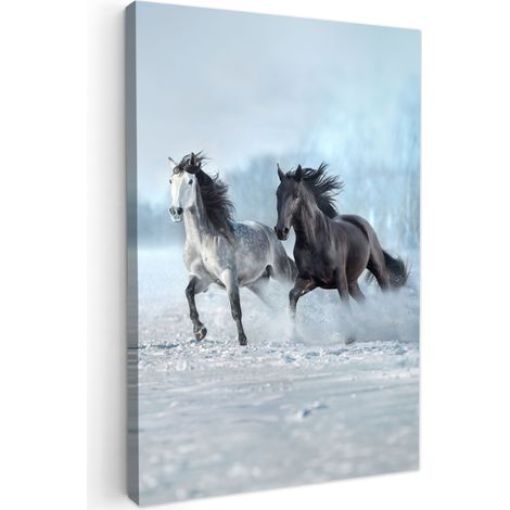 Canvas Print Horses - Winter - Animals - Nature - Snow 20x30 cm