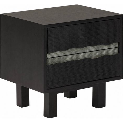 Table de chevet noire en bois de cèdre - noir et gris (1/5)