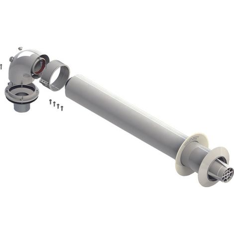 Ferrari Srl – Kit complet de fumisterie coaxial Ø 60/100 en aluminium – Coude 90° sans inspection – Borne anti-UV pour installations extérieures