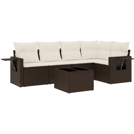 Maison Exclusive - Set Divano da Giardino 6 pz con Cuscini Marrone in Polyrattan (1/5)