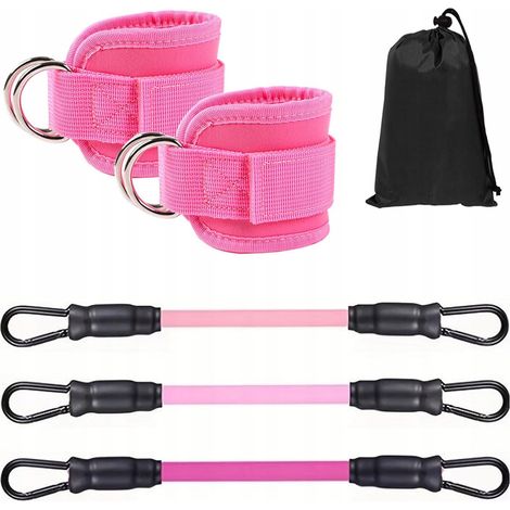 Fasce elastiche per allenamento alle caviglie per esercizi di trazione in palestra, colore rosa, 2 pezzi (1/5)