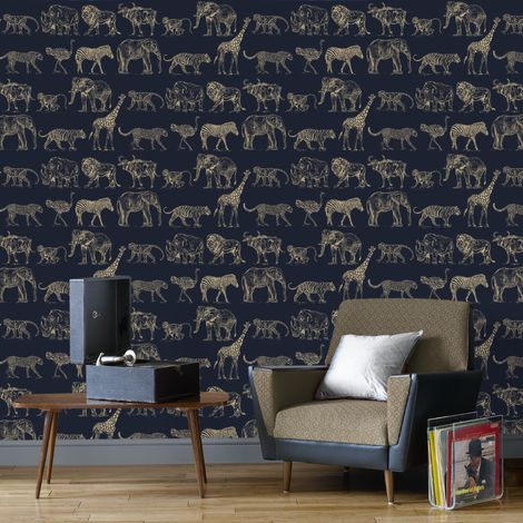 Papier peint intissé  Brousse et Safari 1005 x 52cm Bleu, sable (1/5)