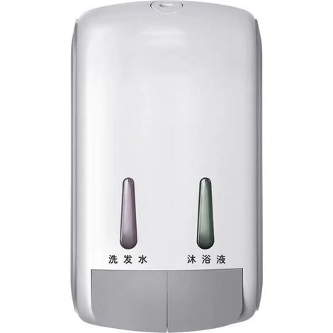 Distributeur de savon à double compartiment, distributeur de savon mural, grande capacité de 800 ml, adapté aux hôtels, salles de bains à domicile, toilettes, cuisines (1/3)