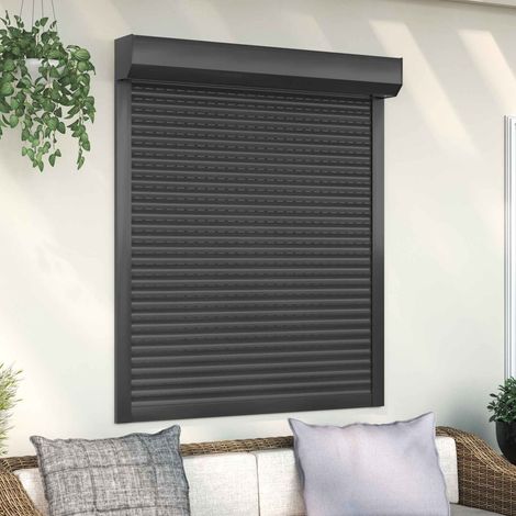 Rollladen Anthrazit 110 x 130 cm Aluminium und Polyurethan