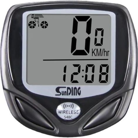 (Black) Waterproof Speedometer - Backlit LCD Screen - Wireless - Multifunctional (1/4)